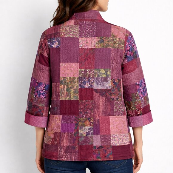 Handmade Quilted Patchwork Jacket Boho Cottagecore Oversized 26x32 - Picture 4 of 12